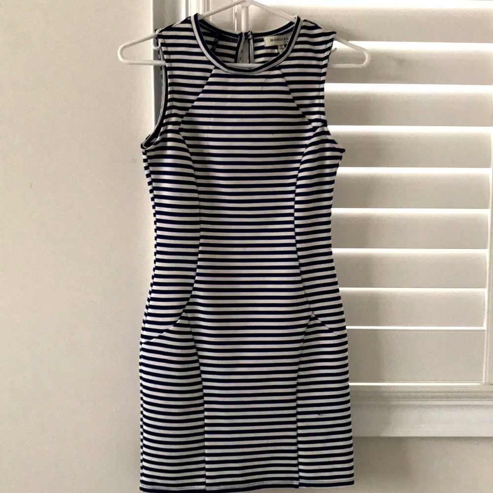 MONTEAU White and Blue Striped Dress